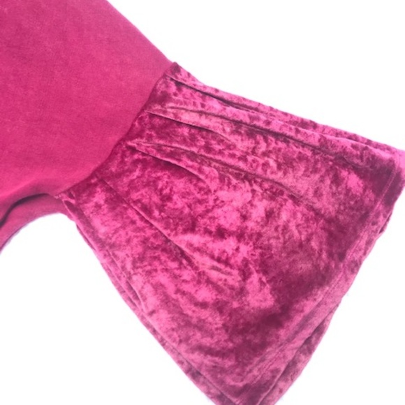 Free People Pink Bell Sleeve Relaxed Crop Sweater - Picture 4 of 8